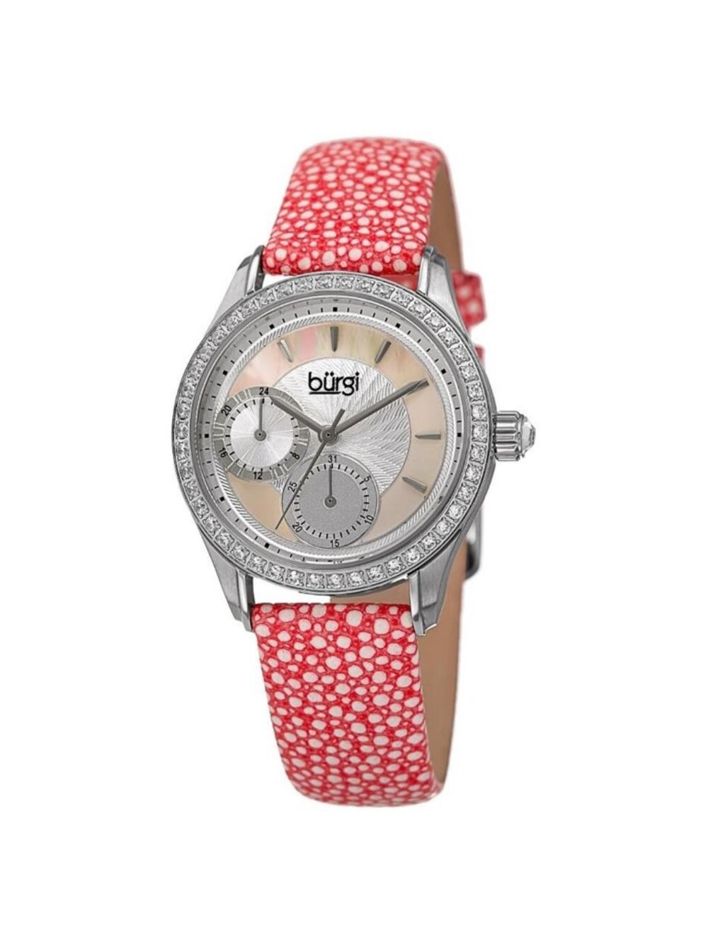 NWT Burgi Quartz Mother of Pearl Dial Ladies Watch